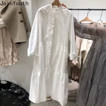 

Joinyouth Korean Causal Straight Blouse Dress Single Breasted Long Lseeve O-neck Dresses Pleated Ruffle Vestido De Fiesta 59441