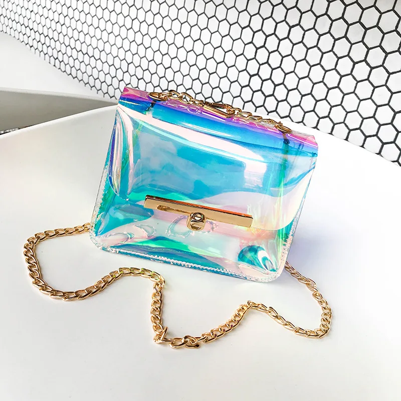

Laser Transparent Bag Women's 2019 New Style Fashion Hand Korean-style Versatile Shoulder Bag Summer INS Super Fire Gel Bag
