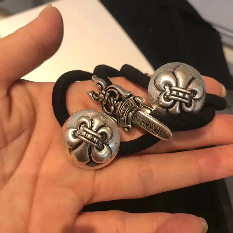 欧美时尚简约复古做旧潮ch朋克�w心十字架发绳发饰头