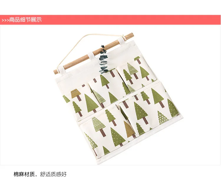 Five Pocket Storage Bag Hanging Bag Fabric Hanging Storage Bag Hook Storage Bag Wardrobe Door after Hanging Storage Bag