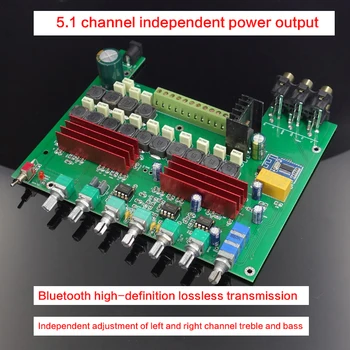 

DC12-25V 5.1 Channel High Power Amplifier Board A600 Bluetooth 4.2 Power Amplifier Board with High and Bass Adjustment Preamp