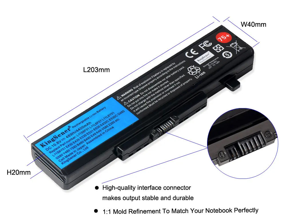 Kingsener-bateria para Lenovo Thinkpad Edge 4400mah Y480 Y485p E430 E440 E431 E435 E530 E531 E535 E540 E430c E545 E530 45n1043 - Imagem 6
