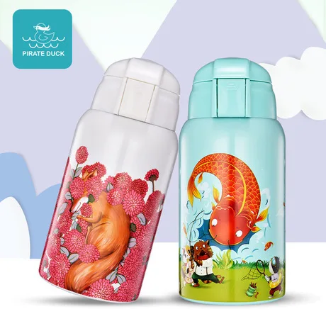 Water Bottles 316 stainless steel Vacuum kids insulation water bottle with straw botella de agua garrafa kid drinkware 400ml new