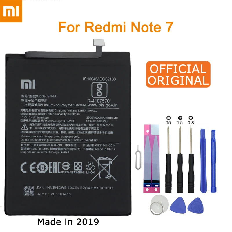 Xiao Mi Оригинальный аккумулятор для телефона BN4A 4000 мАч Xiaomi Redmi Note 7