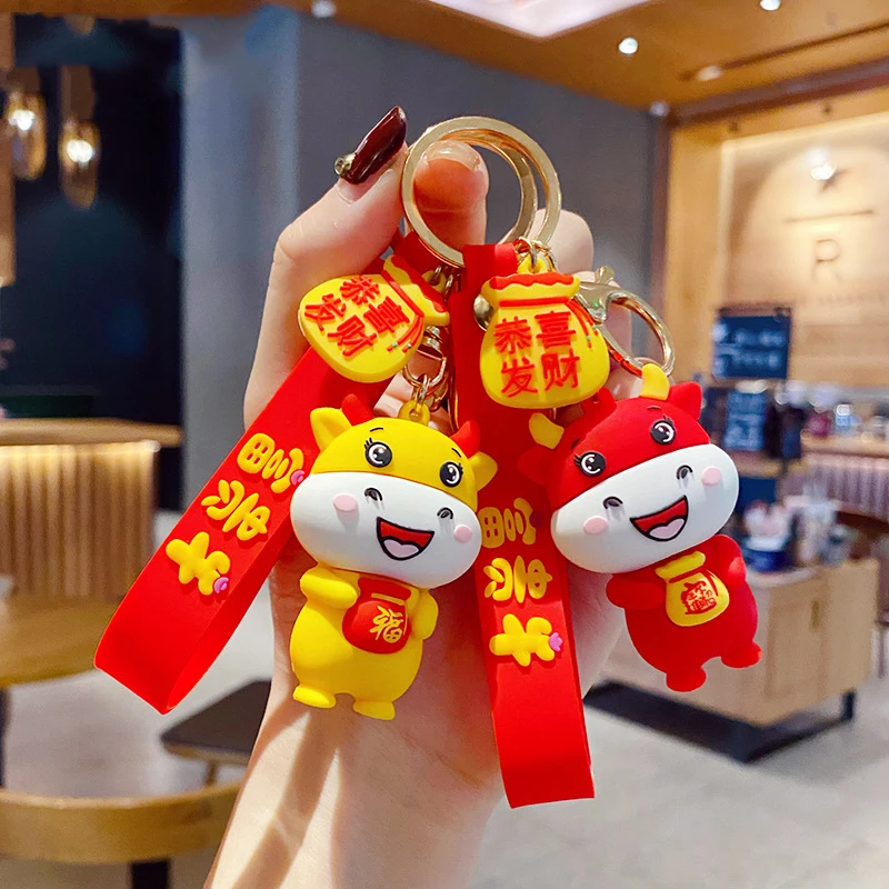 2021 милый силиконовый брелок со знаками Зодиака для ключей с крупным рогатого