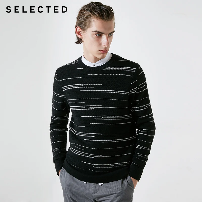 

SELECTED Men's Winter Striped Woolen Knit New Wool Sweater C|419124519