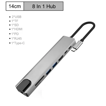 

Type C to HDMI Hub USB C 4K PD 5A 87W Dock Rj45 Lan USB 3.1 Splitter USB-C Power Delivery Accessories for iMac air MacBook Pro