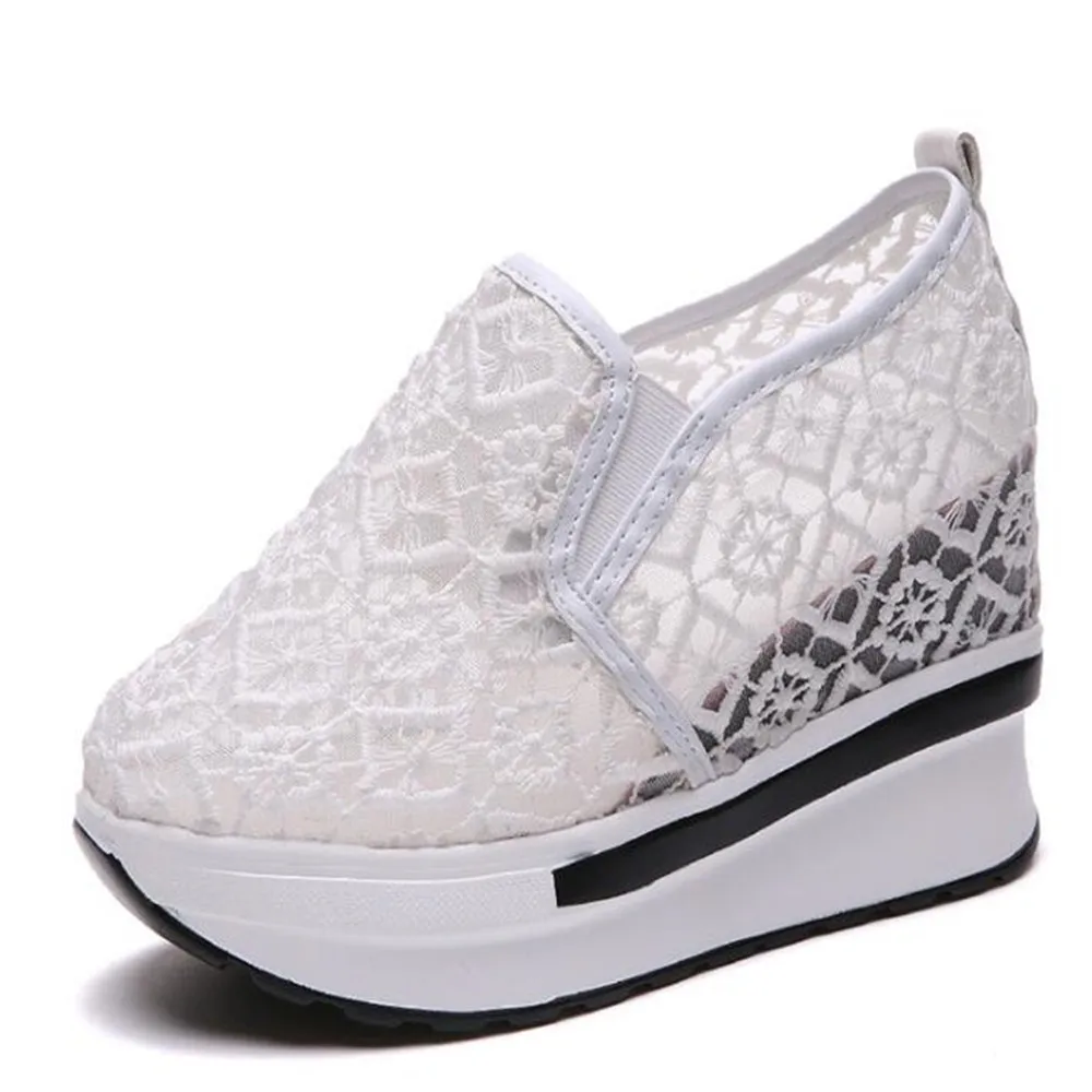 

Women Platform Sandals Women Mesh Lace Flat Shoes Sneakers Women Loafers Breathable Air Mesh Swing Shoes Sandale Femme y507