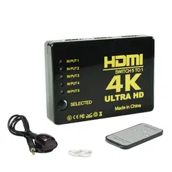 5to1 Переключатель HDMI 5 в 1 выход HDMI коммутатор для xbox 360 PS4 PS3 Smart Android HDTV HDMI адаптер с ИК-пультом дистанционного управления