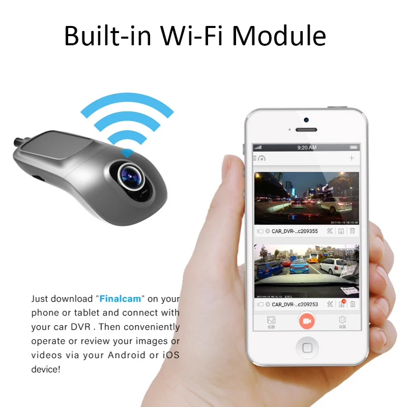 Автомобильный видеорегистратор Wi Fi 1080P Full HD с двумя объективами заднего вида