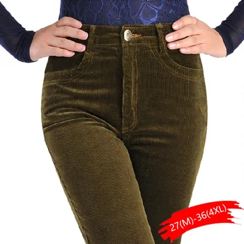 

Spring Corduroy Pants Women Stretch Women Loose High Waist Pants Corduroy Trousers Womens Cotton Women's Pants Plus Size