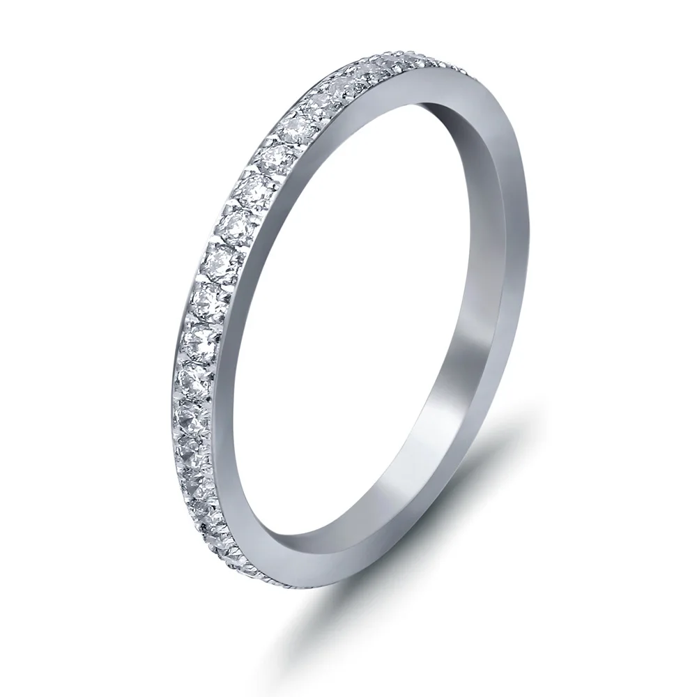 Fashion And Personality Simple Classic Style Full Circle Zircon Women's Titanium Steel Ring Hot Selling