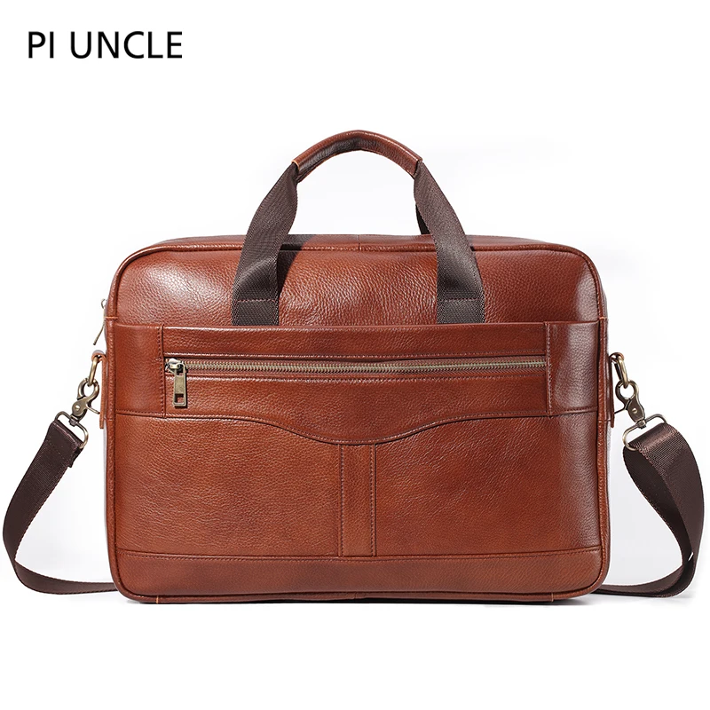 Мужской портфель из натуральной кожи PI UNCLE деловая сумка через плечо Сумка для