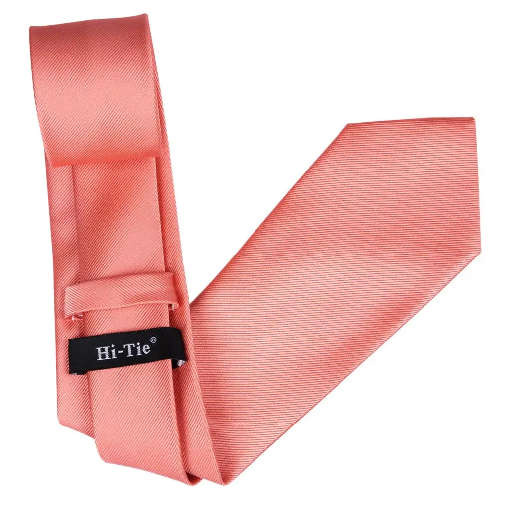Hi Tie 150 см мужские коралловые Галстуки однотонный шелковый галстук для свадьбы