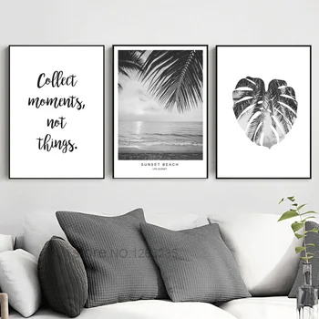 

Sun Beach Leaf Landscape Word Art Print Posters And Prints Canvas Pictures For Living Room Wall Picture Nordic Poster Unframed