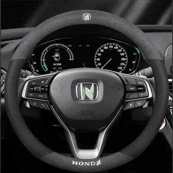 

For Honda 3D Laser Printing Logo Cow Leather Car Steering Wheel Cover Fit Accord City Odyssey Mobilio Vezel CRZ CRV HRV