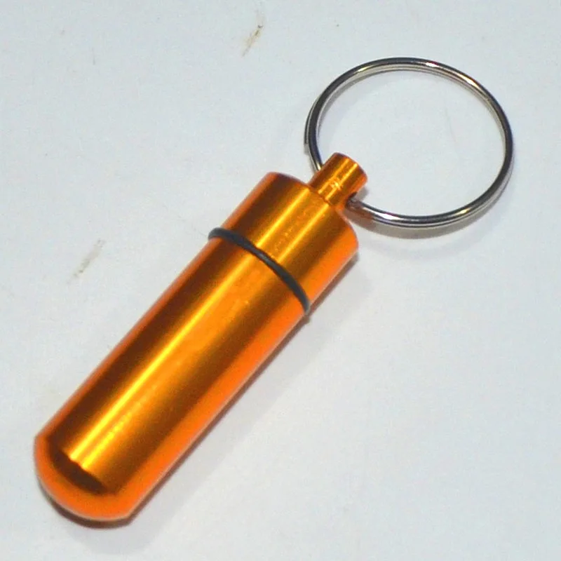 Портативный держатель для таблеток, водонепроницаемый мини алюминиевый брелок, медицинский ящик для выживания, контейнер для переноски лекарств для путешествий и пеших прогулок - Цвет: Gold
