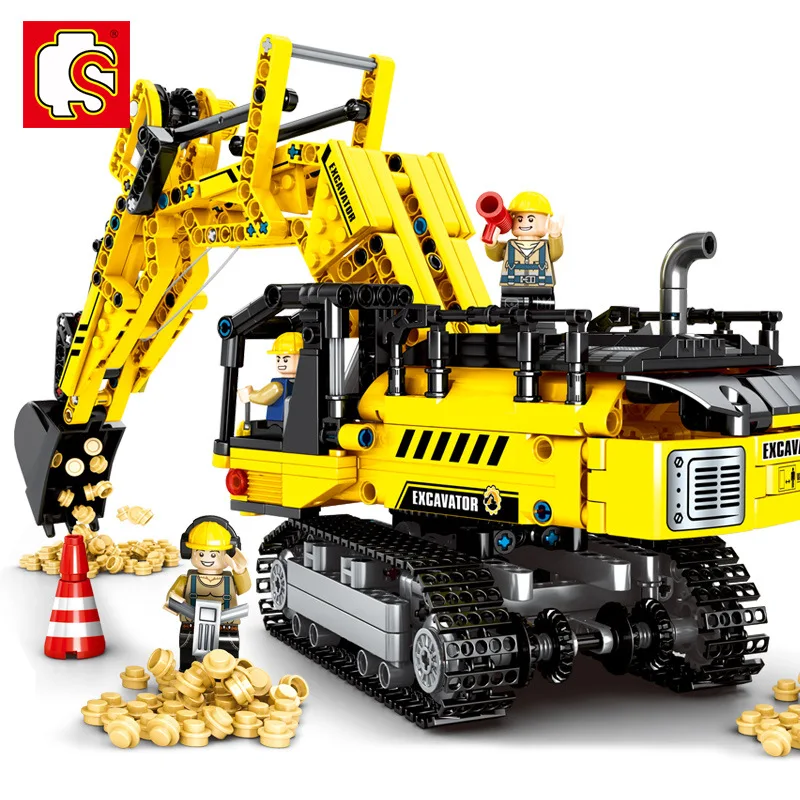 

SEMBO 701802 841Pcs City Technic Engineer Excavator Truck Compatible With Technic Building Block Toys For Children