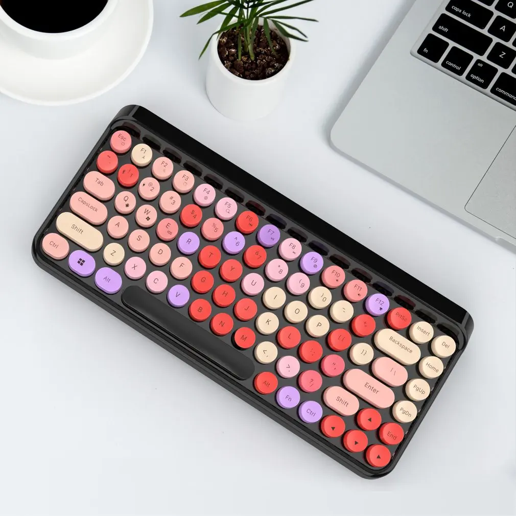 KB203 Retro Trend Bluetooth Keyboard Wireless Computer 84 Keycaps Keyboard Mini For Tablet Laptop 3