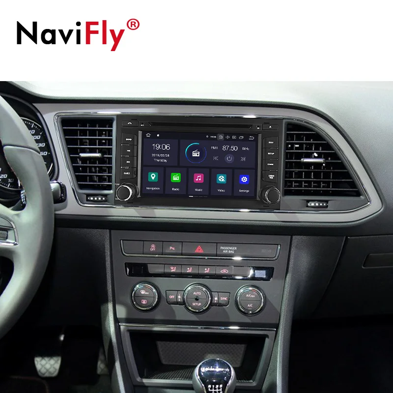 NaviFiy 7 дюймов Android 9,0 автомобильный DVD мультимедийный плеер для Seat Leon- 4 Гб ОЗУ 64 ГБ Автомобильный видео радио Поддержка DVR wifi gps