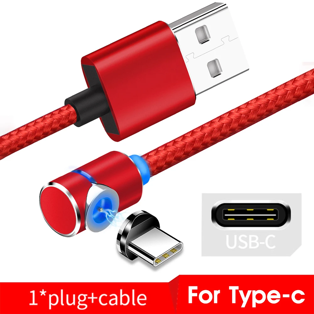 Red For Type C Магнитный usb кабель для зарядки для iPhone, быстрая зарядка, кабель для Android, Магнитный провод для samsung, Micro usb type C, кабель для зарядки, шнур для передачи данных - Цвет: Red For Type C