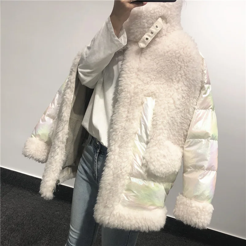 Женская зимняя теплая куртка из шерсти и полиэстера с мехом, короткое пальто для девочек, Женская длинная куртка, пальто