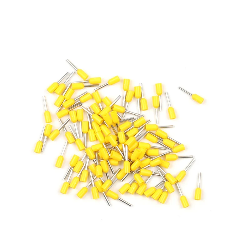 100 шт./лот E0508 E0506 E0510 E0512 Изолированные Наконечники клеммный блок конец шнура провода соединителя 0.5mm2, обжимной концевик - Цвет: Yellow