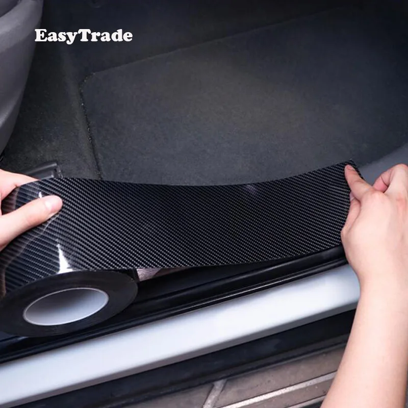 5D Car Stickers Protector Goods Carbon Fiber Rubber Door Sill For Volkswagen VW Polo sedan 6r 6n2 accessrioes 2018 2019