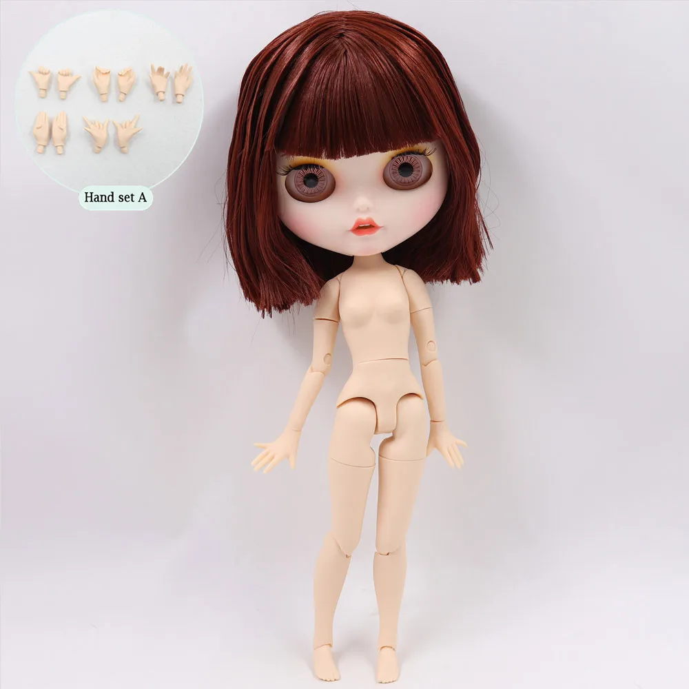 like the picture Ледяной обнаженный Blyth кукла No. BL0362 темно-красные волосы резные губы пупырчатая рот матовые индивидуальные лица соединение тела 1/6 bjd - Цвет: like the picture