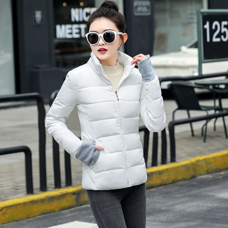 white Зимняя женская куртка размера плюс 4XL, женские парки, плотная верхняя одежда, одноцветные пальто с капюшоном, короткие женские базовые Топы с хлопковой подкладкой - Цвет: white