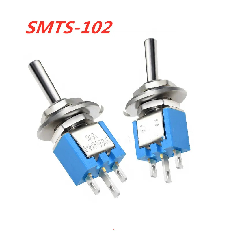 

10pcs Mini Toggle Switch ON-ON Latching SPDT 3-Pins 3A 125VAC 1.5A 250VAC With Solder Terminal 2 Ways SMTS-102