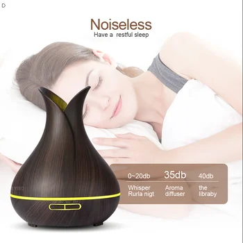 

KBAYBO 400ml Air Humidifier Essential Oil Diffuser Dark wood grain Aromatherapy diffusers Aroma Mist Maker 24v led light Home
