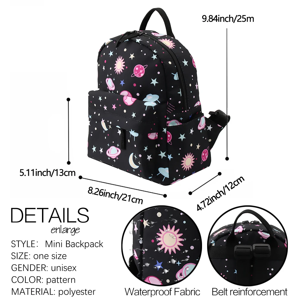 Deanfun Mini Backpack 3D Printed Black Galaxy Waterproof Small Backpack For Teenage Girls Small Bags For Women MNSB-2