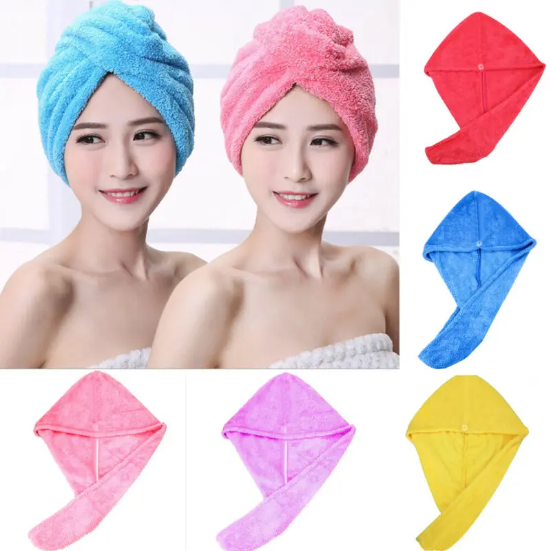 Quick Drying Microfiber Hair Towel Wrapped Turban Turbie Twist Hat Caps Spa Bath 