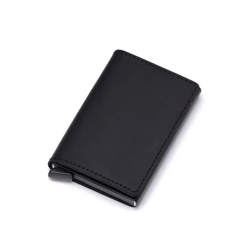 Casekey, мужской тонкий кошелек из натуральной кожи для кредитных карт, Rfid Блокировка, мини карман, кредитный держатель для карт, кошелек с отделением для монет - Цвет: BLACK