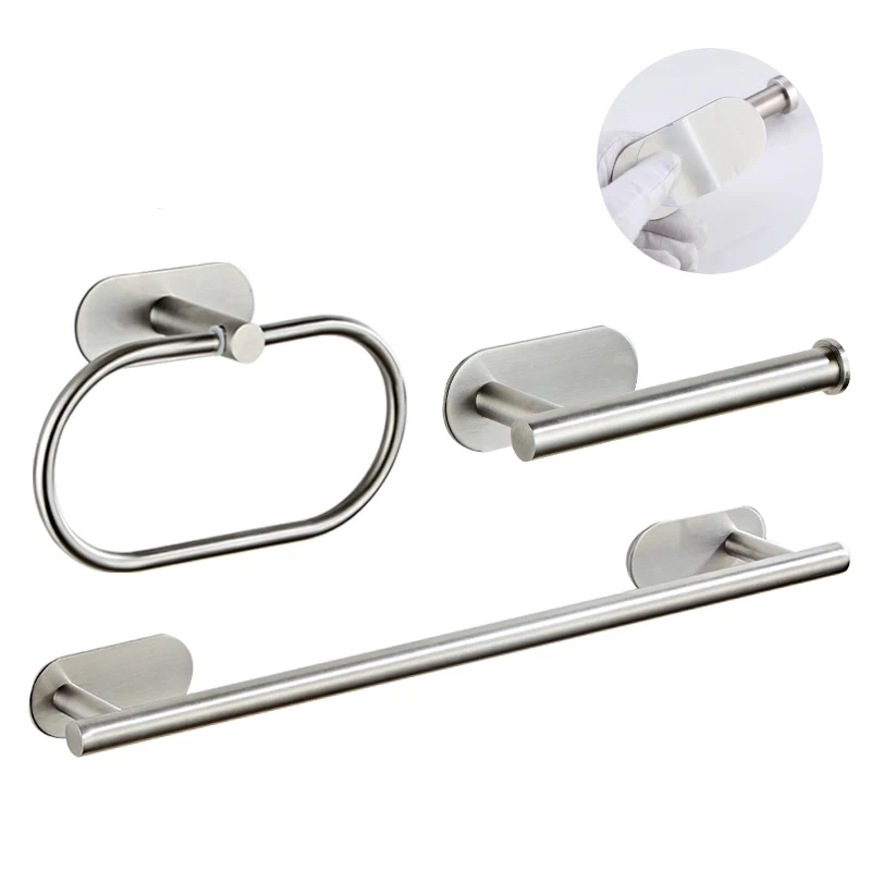 

Stainless Steel Towel Bar Rack 3 Types Wall Bathroom Toilet Hardware Towel Shelf