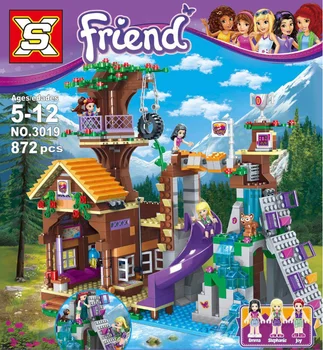 

872pcs Friends Adventure Camp Tree House Stephanie Numbers Kit Building Blocks Girls Emma Toys Lepining Friend 41122 Gifts