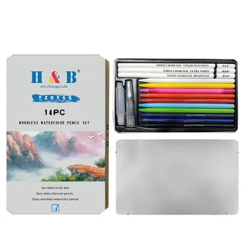 

Water-soluble color pencil 14-piece set / color lead tin box set / art supplies / painting supplies