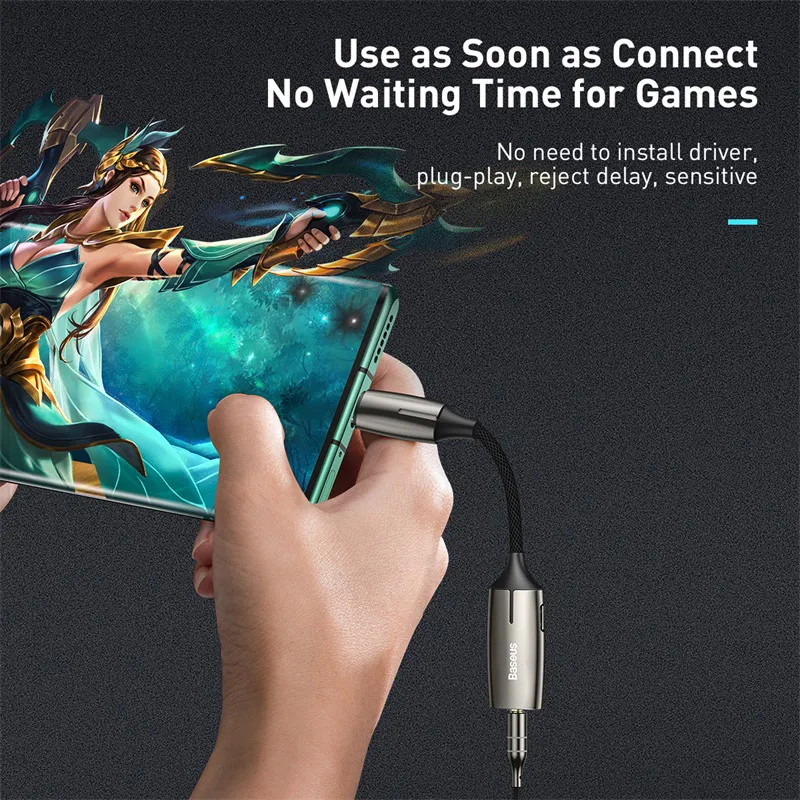 Baseus L60 USB C до 3,5 мм aux аудио адаптер usb type c удлинитель с светильник интерфейс 1 до 2 для samsung huawei P30 Pro