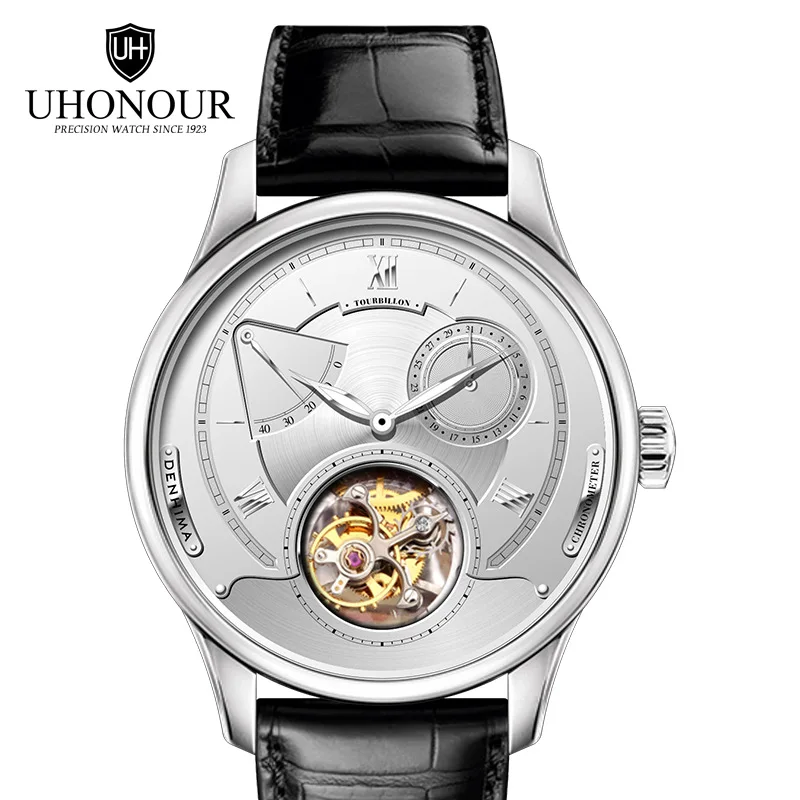Switzerland Real Tourbillon оригинальные механические часы полые мужские часы большой циферблат пояс из крокодиловой кожи часы Мужские сапфировое зеркало - Цвет: Белый