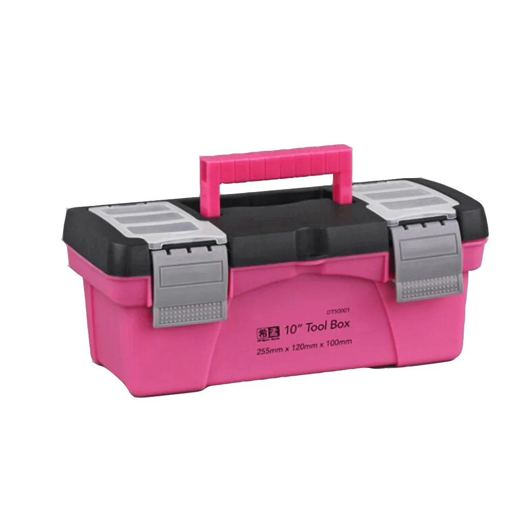 18 Inch Portable Tool Case with Locking Lid and Extra Storage Compartments Pink Power Aluminum Tool Box for Tool or Craft Storage 