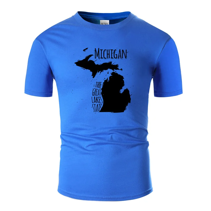 Мужская футболка с принтом Humor michigan, лето, большой размер S~ 5xl, официальная Мужская футболка, хлопковые Забавные футболки в стиле хип-хоп