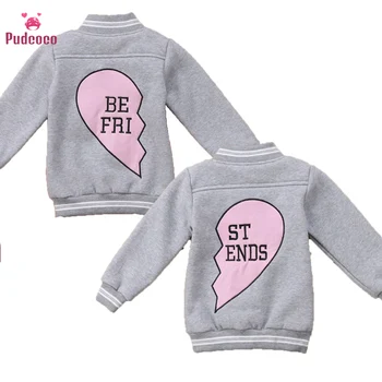 

Pudcoco Autumn Winter Kids Child Baby Cats Boy Girl Windbreaker Warm Baseball Toddler Jakets Letter Best Friend Tops Outerwear
