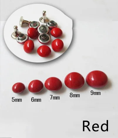 Red Meetee, 100 шт, 5-9 мм, цветная круглая заклепка в форме гриба, пряжки для одежды, декоративные гвозди, кнопки, сделай сам, обувь, сумка, фурнитура, запчасти, аксессуары - Цвет: Red