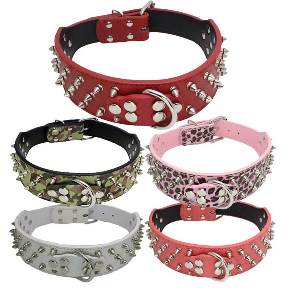 

Spiked Studded Small Large Dog Collar Rivet Accessory Hond Neck Strap For Puppy Necklace Leather PU Pitbull Bulldog Pet Supplies