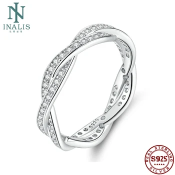 

INALIS Sterling 925 Silver Ring 8 Style Braided Pave Leaves Princess Queen Crown Twist Of Fate Stackable Rings ANNIVERSARY SALE