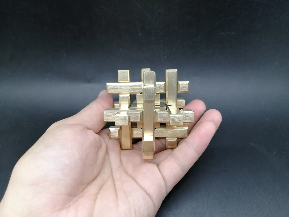 3D головоломка клетка крестообразная Игра Головоломка игрушка Китайский Конг Мин замок коллекционирование, хобби медная металлическая модель