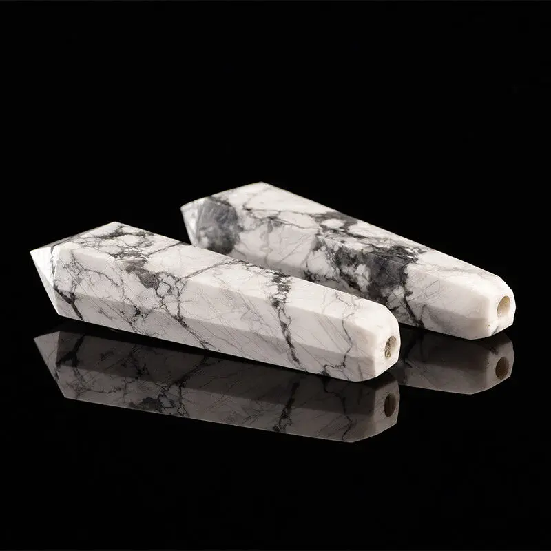 Натуральный Howlite Бирюзовый кварц кристалл курительная труба камень палочка Исцеление