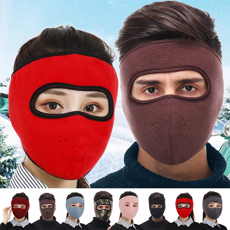 Men Women Winter Warm Full Face Mask Outdoor Riding Ski Dustproof Breathable Double-sided fleece sweat-absorbent Mask