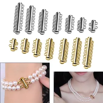 

10Pcs Layered Bracelet Necklaces Slide Strong Magnetic Clasps Tubes Lock Rhodium Plated Buckle Hook Jewelry Findings